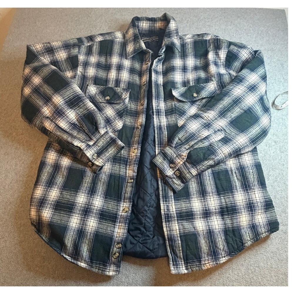 David Taylor Shirt Jacket Small Green Plaid Quilted Lined Flannel Shacket Small